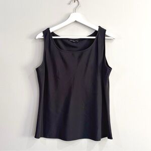 Lafayette 148 New York Tank Top Women 10 Black Silk Stretch Chic Office